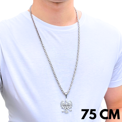 SET - White Gold Royal Chain 4mm + Eagle Pendant White Gold