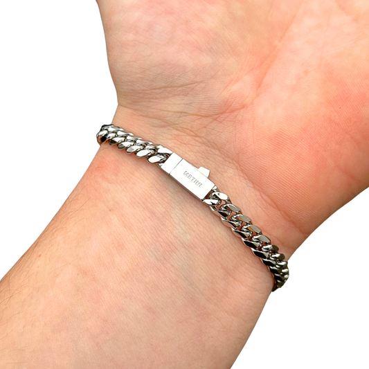 White Gold Cuban Bracelet - 6mm