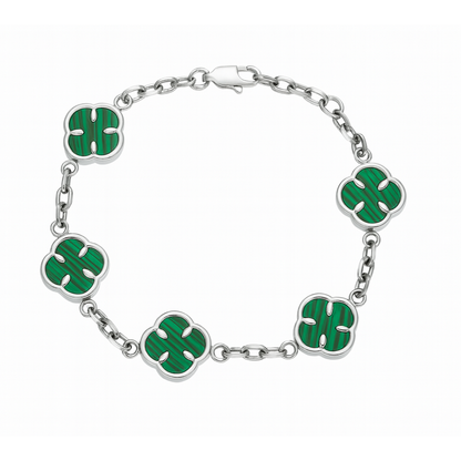 Women's Green Clover Bracelet with Malachite