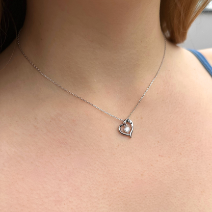 Women's White Gold S925 Moissanite Heart Necklace