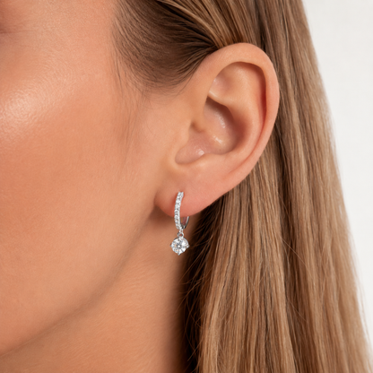 Women's White Gold S925 Cubic Zirconia Hoop Earrings