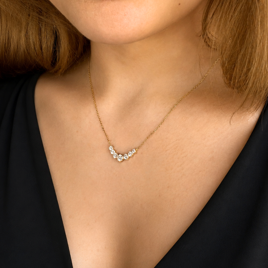 Women's Gold S925 Moissanite V-Line Necklace - 1.70ct