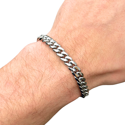White Gold Cuban Bracelet - 8mm