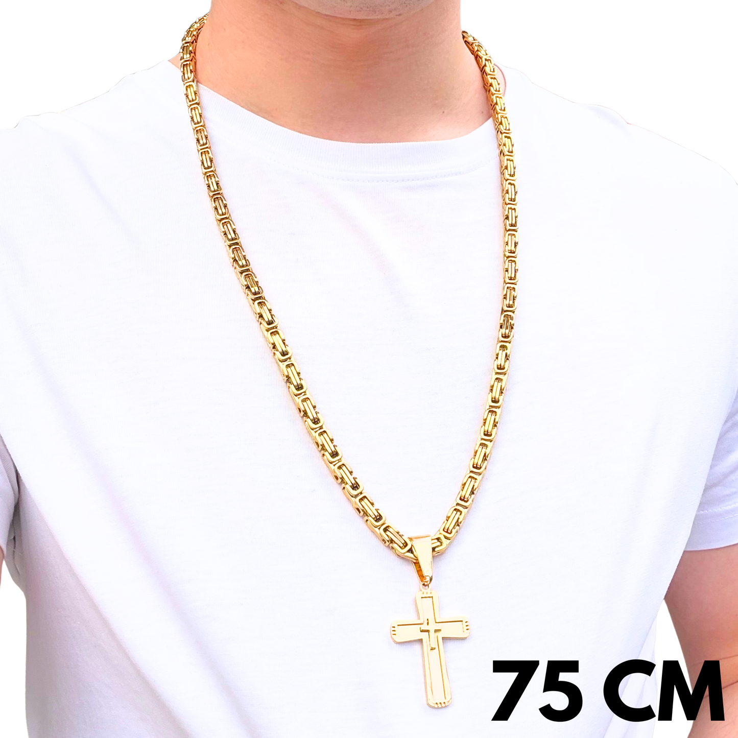 SET - Gold Royal Chain 6mm + Monarch's Cross Pendant Gold