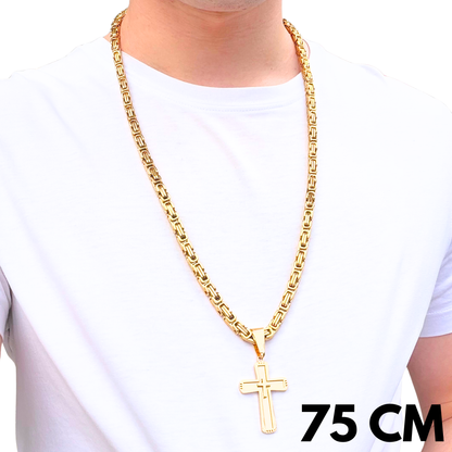 SET - Gold Royal Chain 6mm + Monarch's Cross Pendant Gold