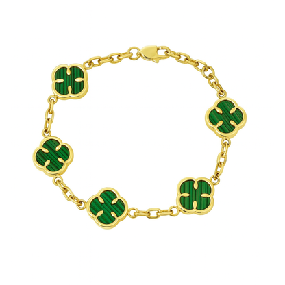 Women's Gold Green Clover Bracelet