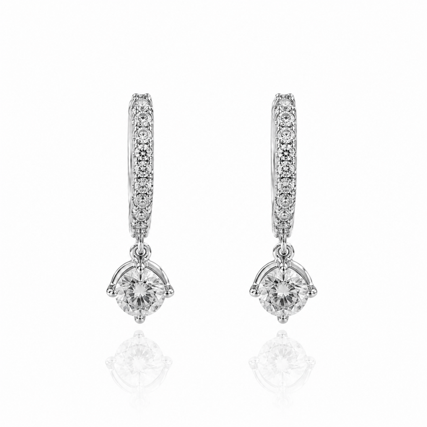 Women's White Gold S925 Cubic Zirconia Hoop Earrings