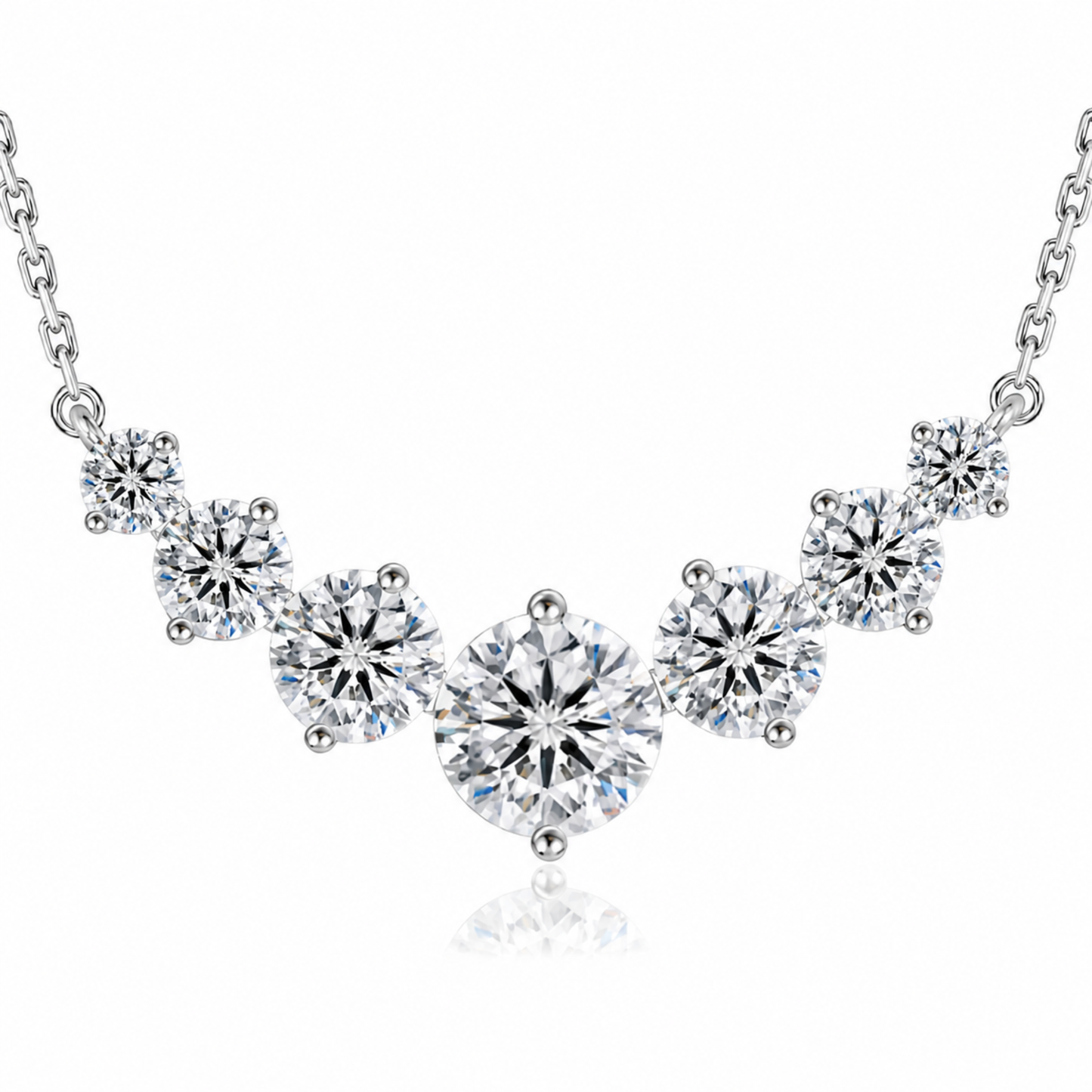 Women's White Gold S925 Moissanite V-Line Necklace - 1.70ct