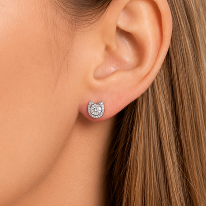 0.50 Carat Moissanite Horseshoe Earrings S925 White Gold Women's