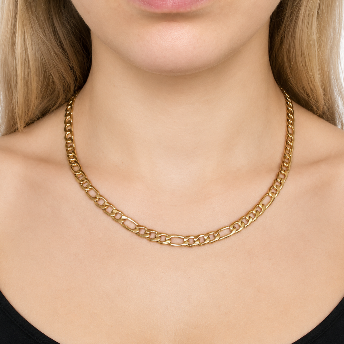 Women's Gold Figaro Chain - 7mm