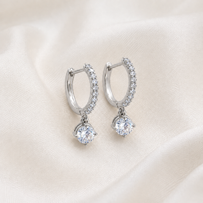 Women's White Gold S925 Cubic Zirconia Hoop Earrings