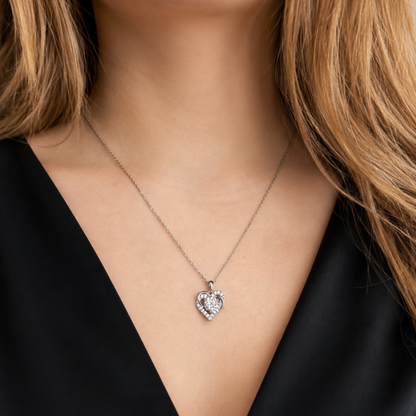 Women's White Gold S925 Moissanite Asymmetric Heart Necklace - 1ct