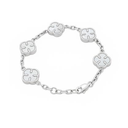 Women's Green White Clover Bracelet with Malachite