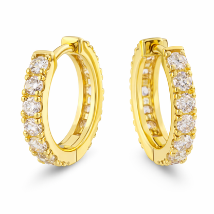 Women's Gold S925 Diamond Hoop Earrings