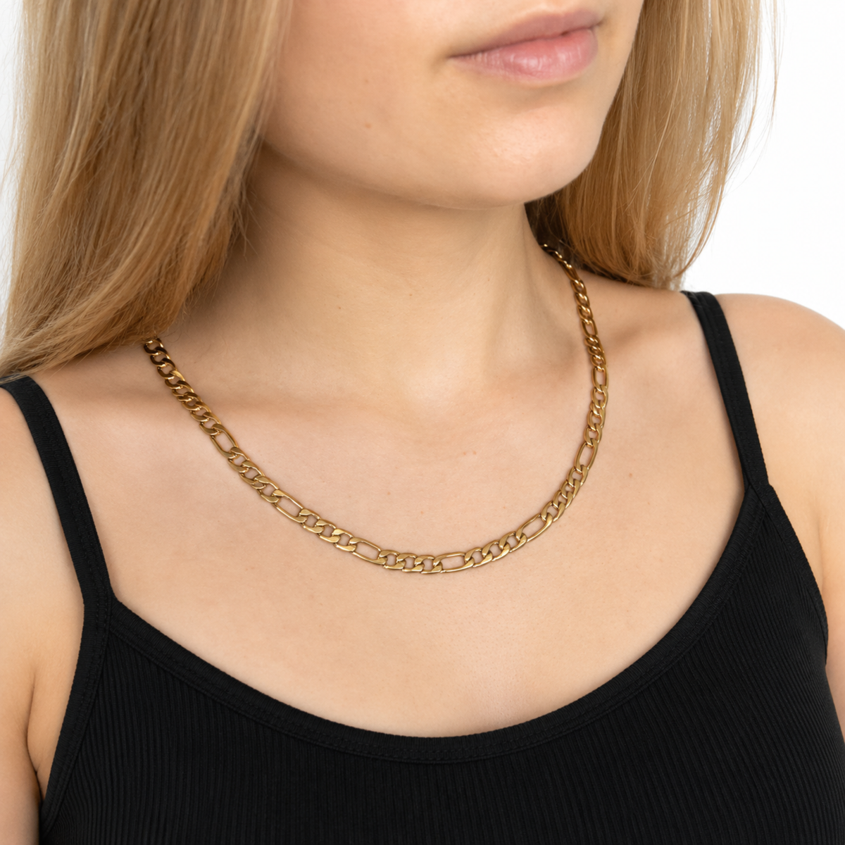 Women's Gold Figaro Chain - 7mm