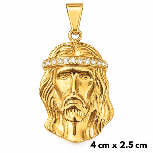 Jesus Diamond Crown Pendant Gold