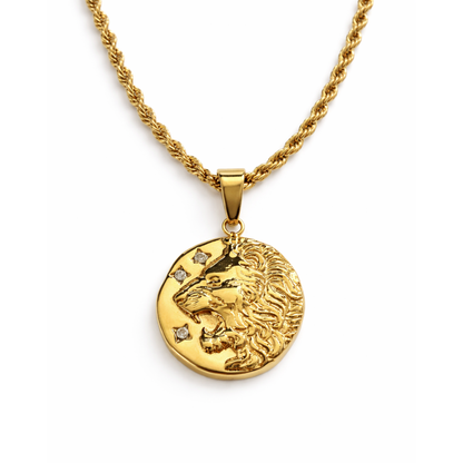 Lion Medallion Pendant Gold