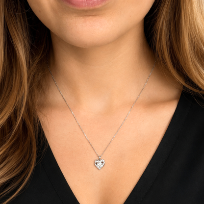 Women's White Gold S925 Moissanite Asymmetric Heart Necklace - 1ct