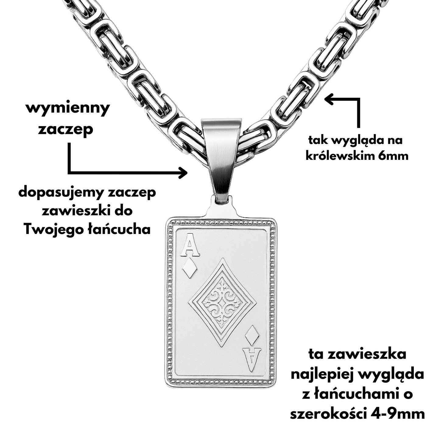 Ace Card Pendant White Gold