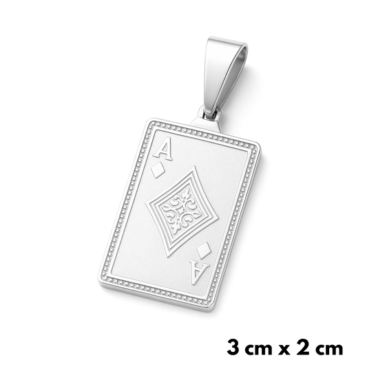 Ace Card Pendant White Gold