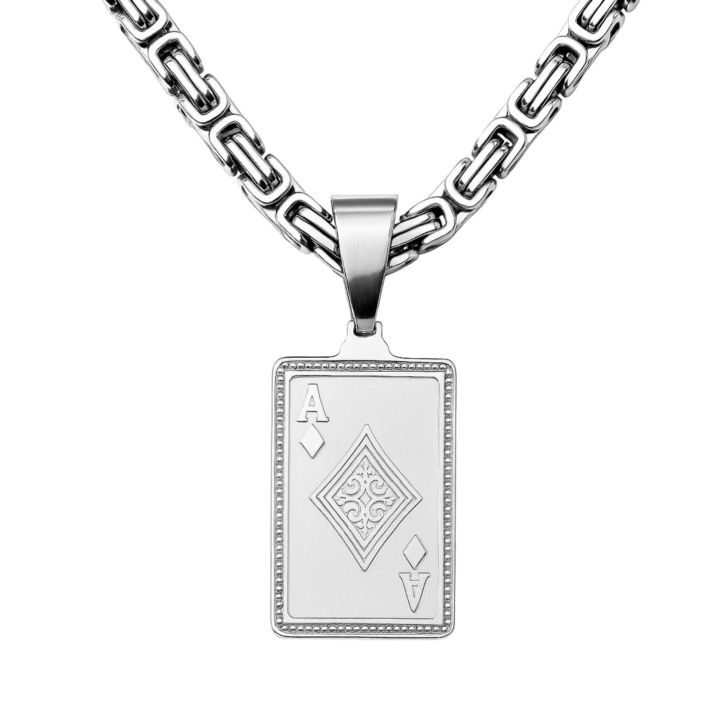 Ace Card Pendant White Gold
