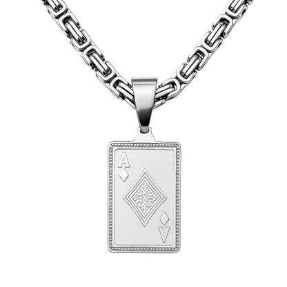 Ace Card Pendant White Gold