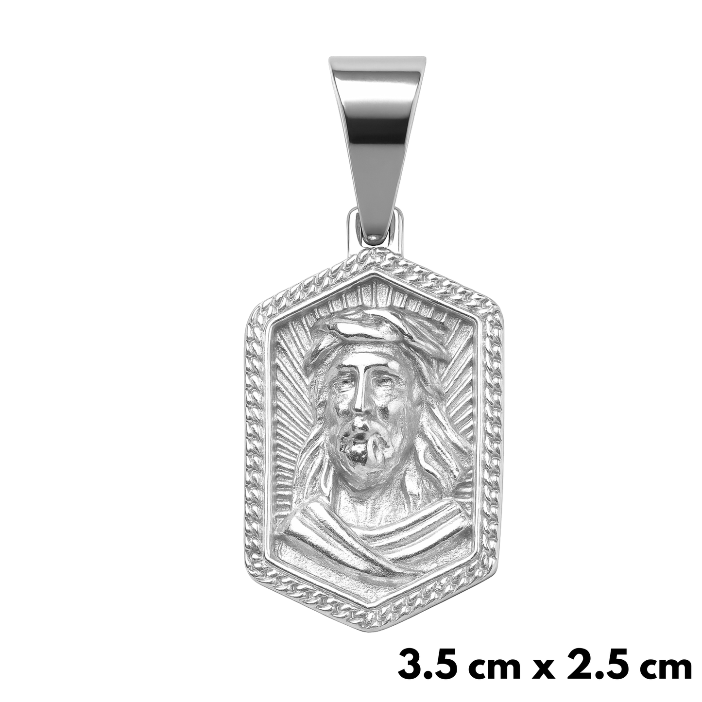 Jesus Medal Pendant White Gold