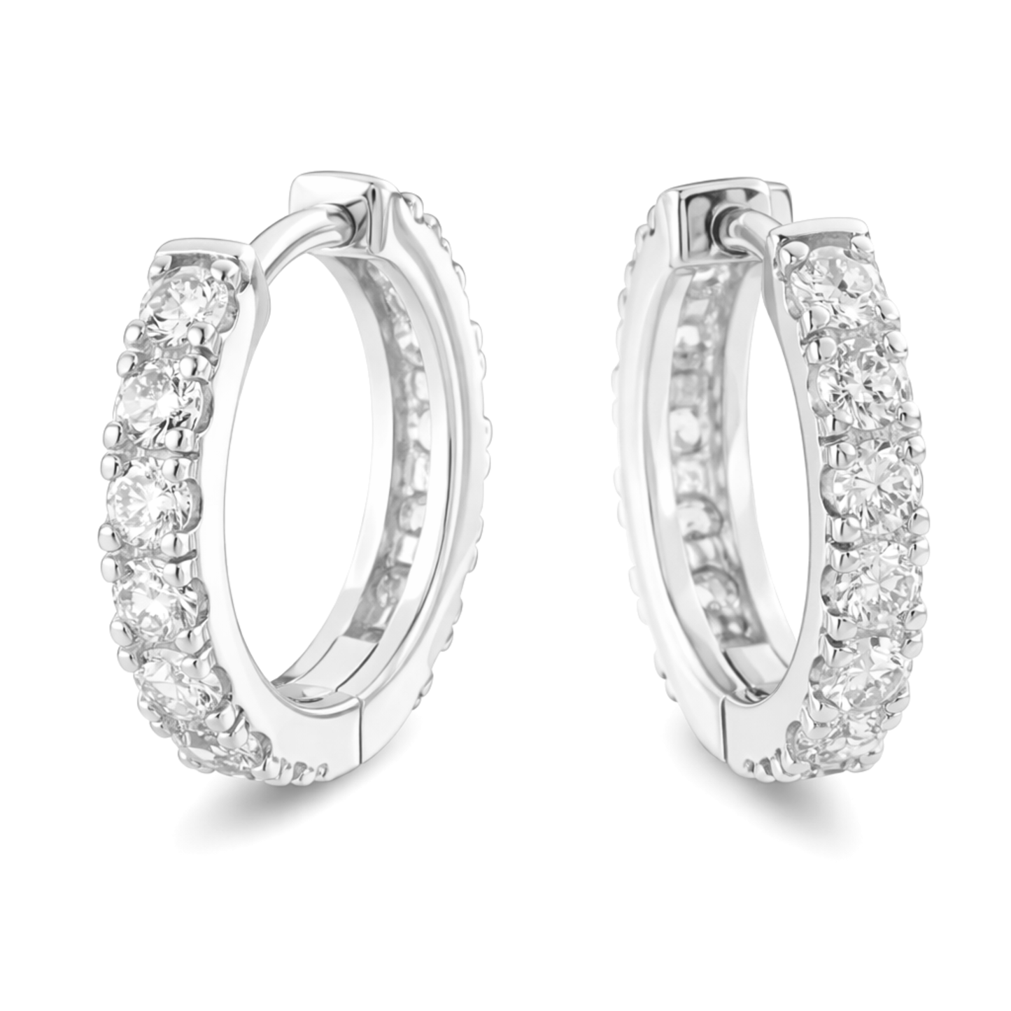 Women's White Gold S925 Diamond Hoop Earrings