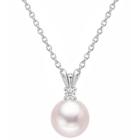 Women's White Gold S925 Natural Pearl Necklace - 7.5mm