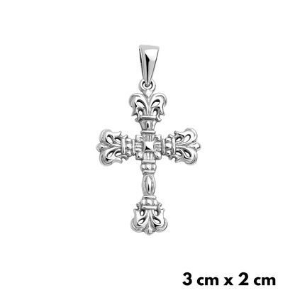 Baroque Cross Pendant White Gold