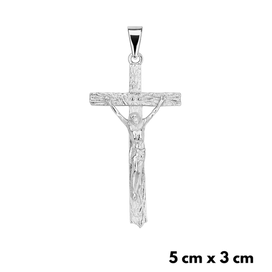Savior Cross Pendant White Gold