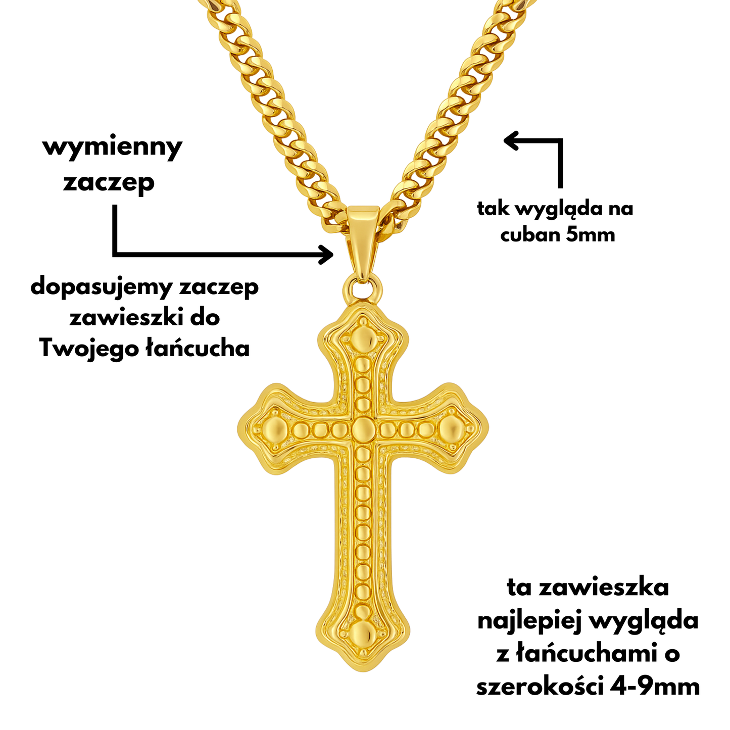 Bubble Cross Pendant Gold