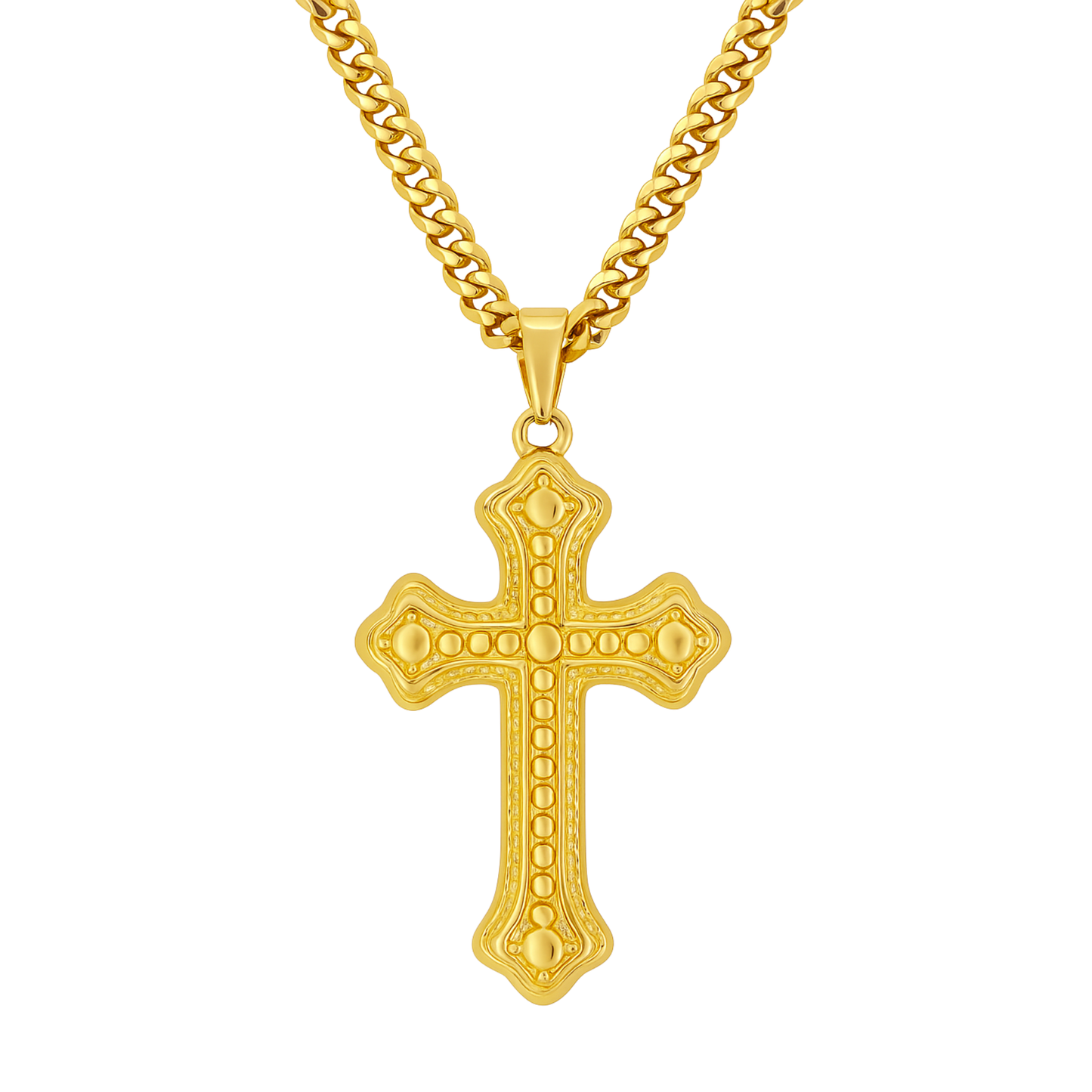 Bubble Cross Pendant Gold
