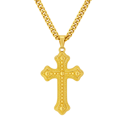 Bubble Cross Pendant Gold