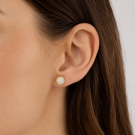 Women's Gold S925 Round Earrings