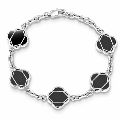 Women's Black Clover Linea Bracelet with Onyx