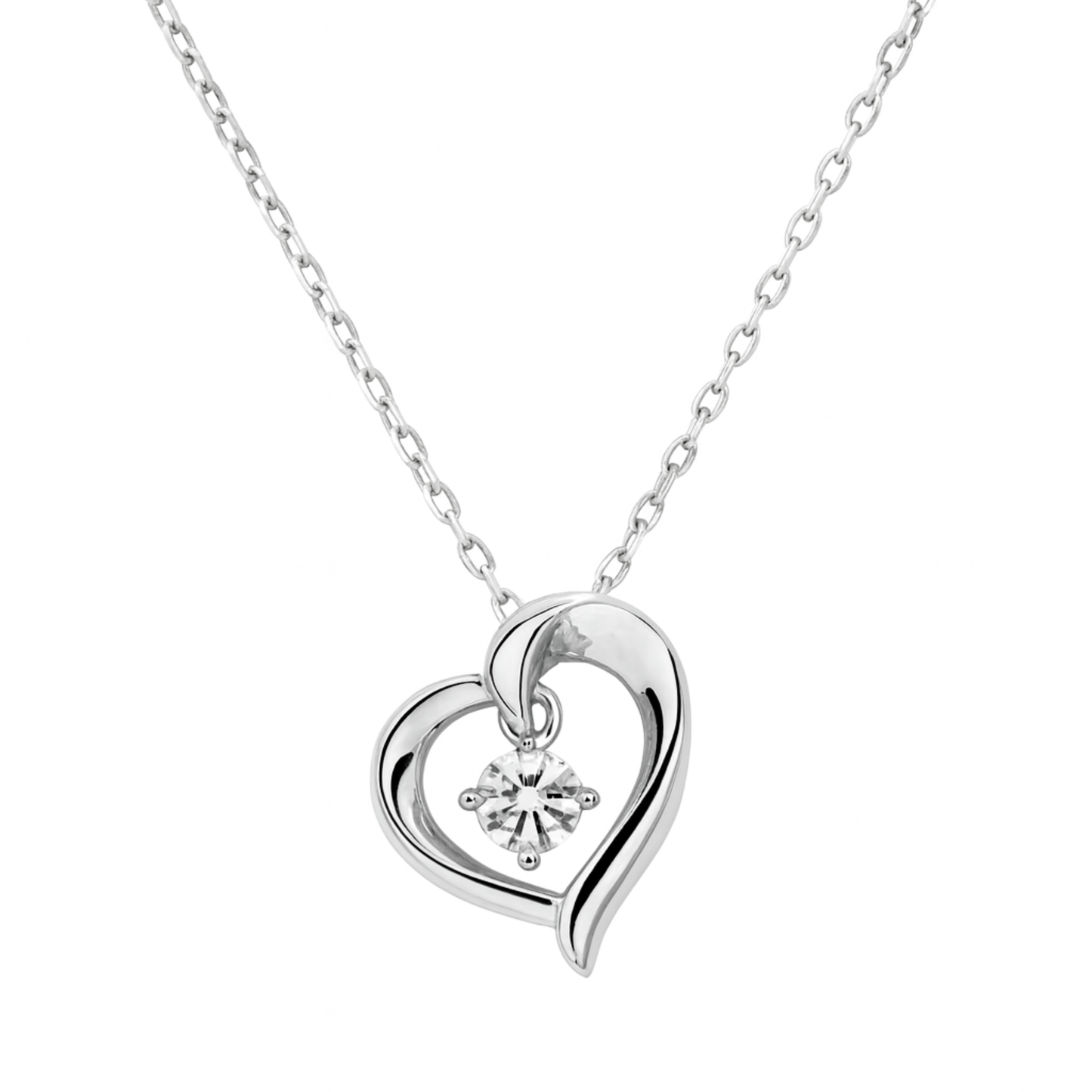 Women's White Gold S925 Moissanite Heart Necklace