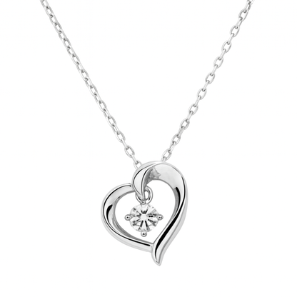 Women's White Gold S925 Moissanite Heart Necklace