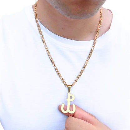 SET - Gold Figaro Chain 5mm + Fighting Poland Pendant Gold