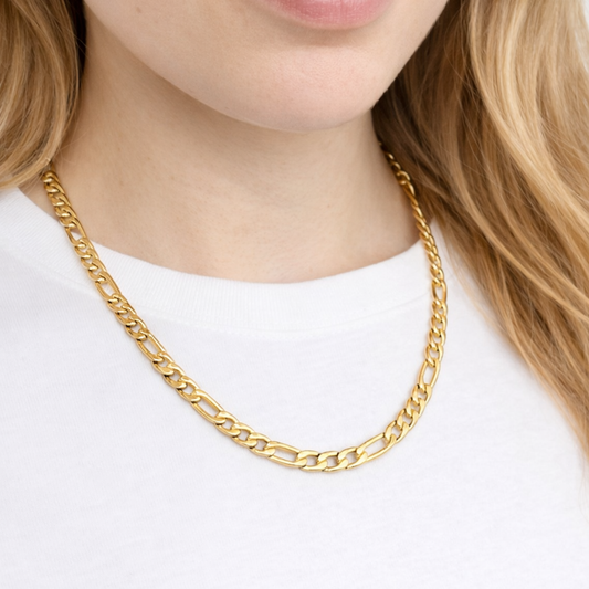 Women's Gold Figaro Chain - 7mm