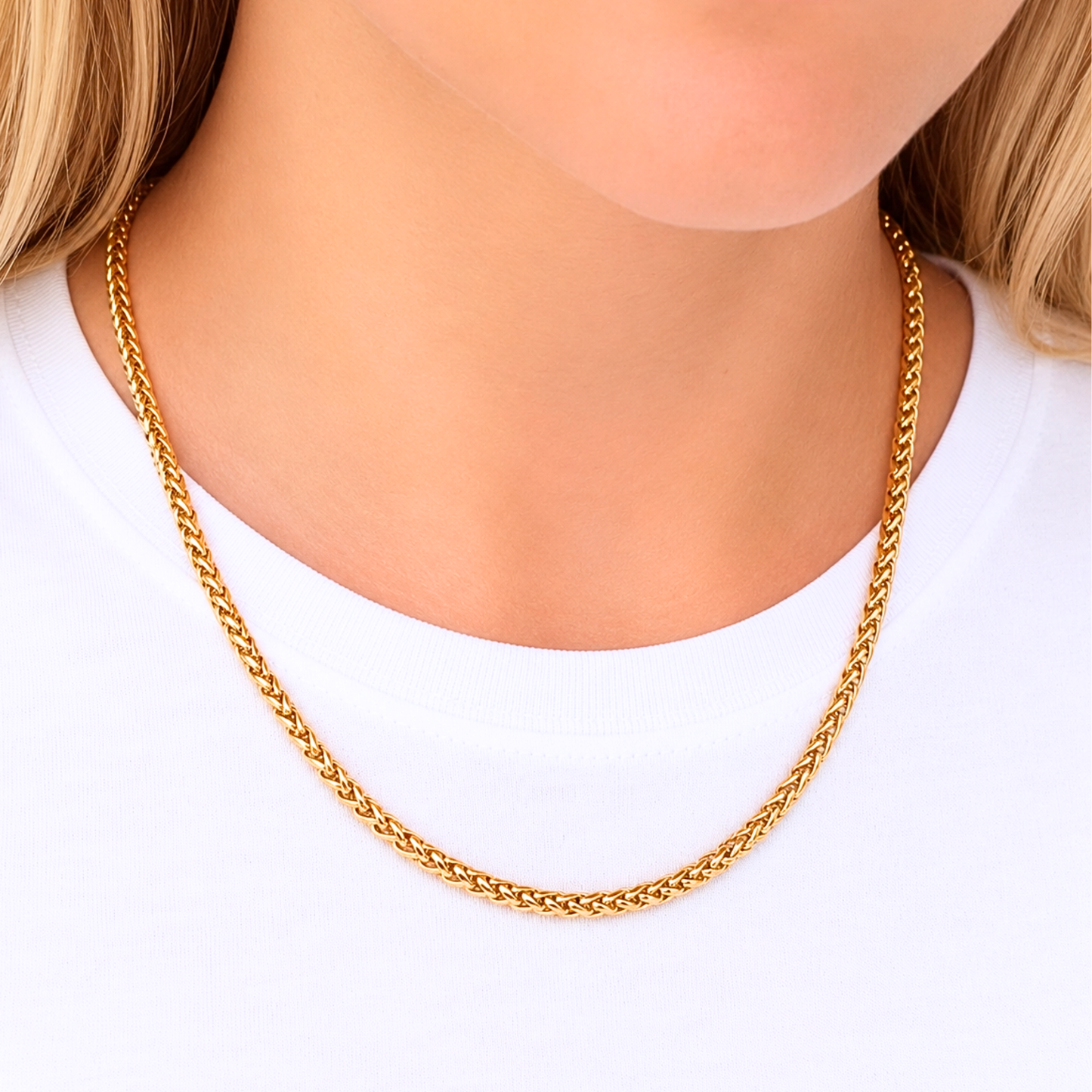 Women's Gold Wheat Chain - 4mm