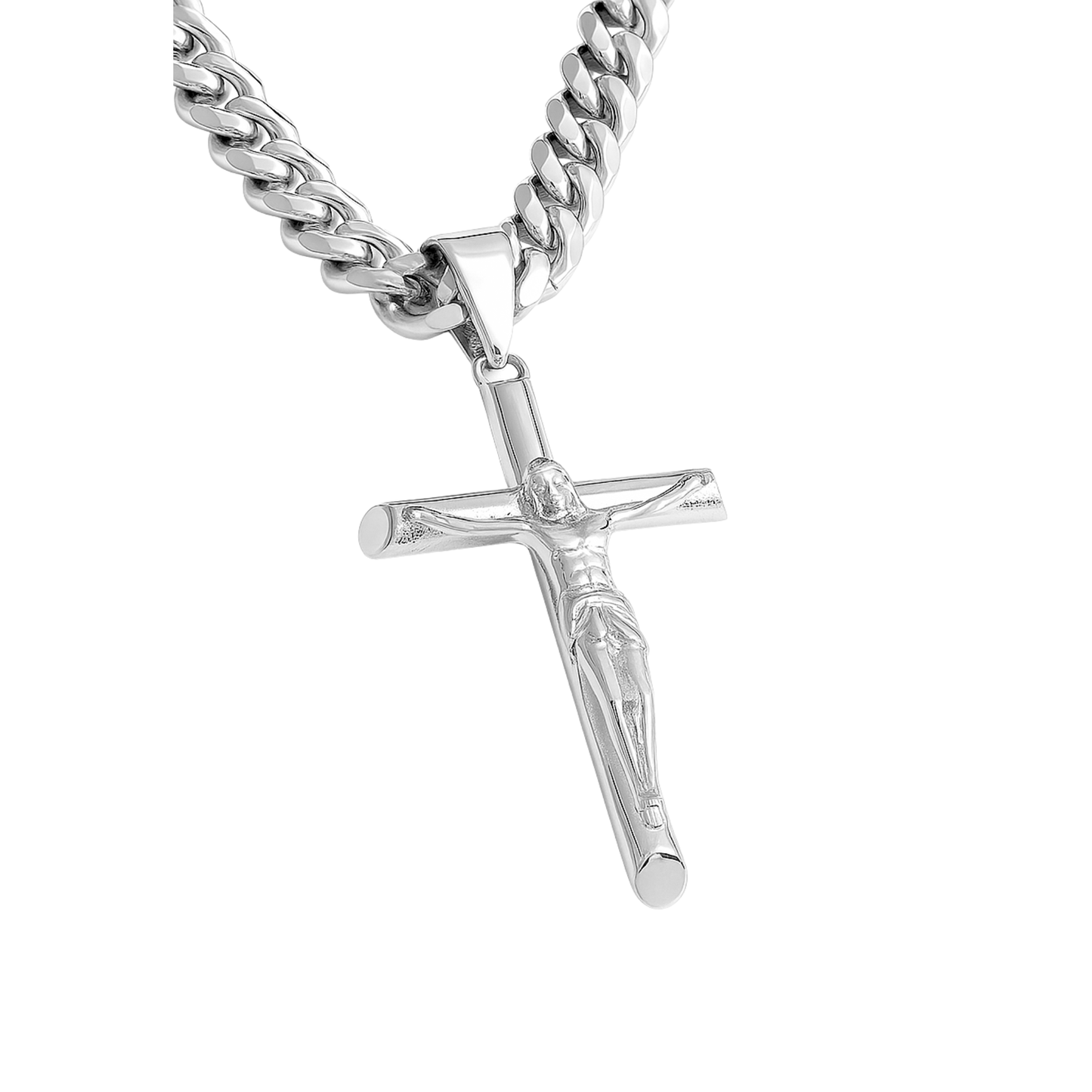 Crucifix Pendant White Gold
