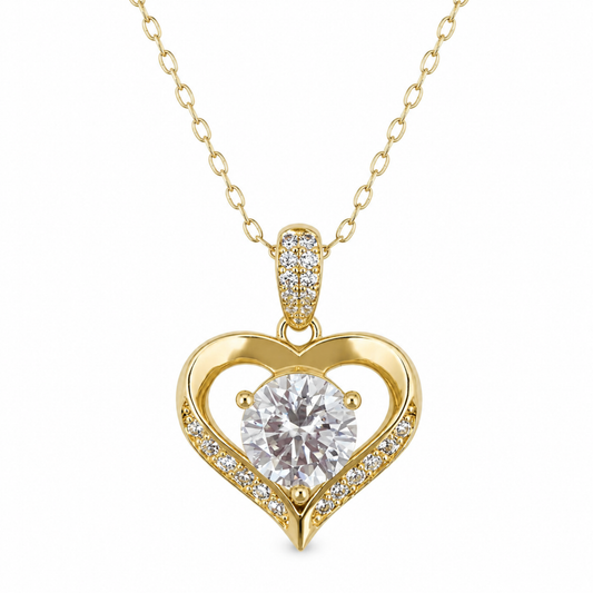 Naszyjnik Heart z Moissanitem 3 karaty S925 Złoty Damski