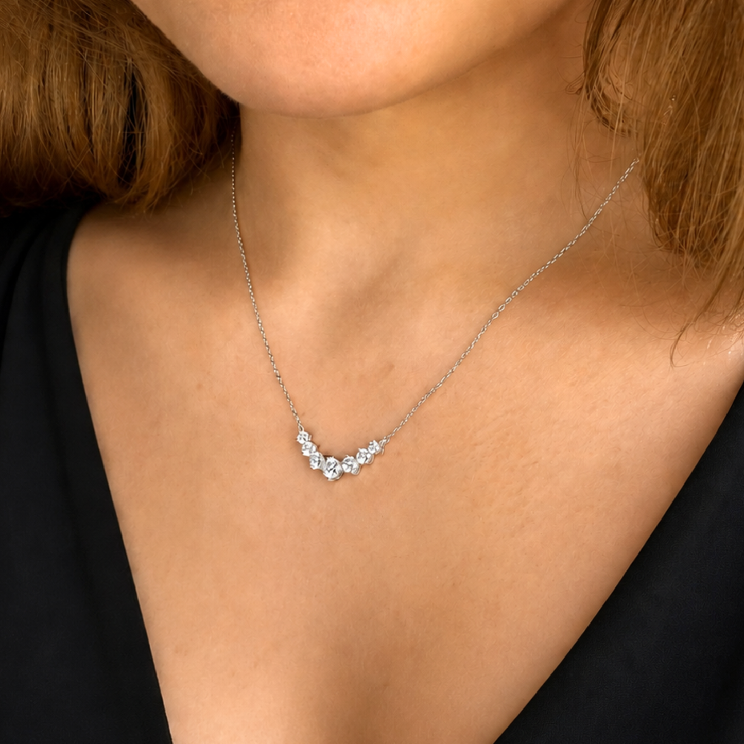Women's White Gold S925 Moissanite V-Line Necklace - 1.70ct