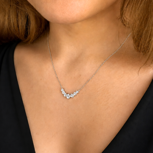 Women's White Gold S925 Moissanite V-Line Necklace - 1.70ct
