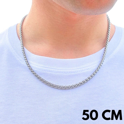White Gold Wheat Chain - 4mm