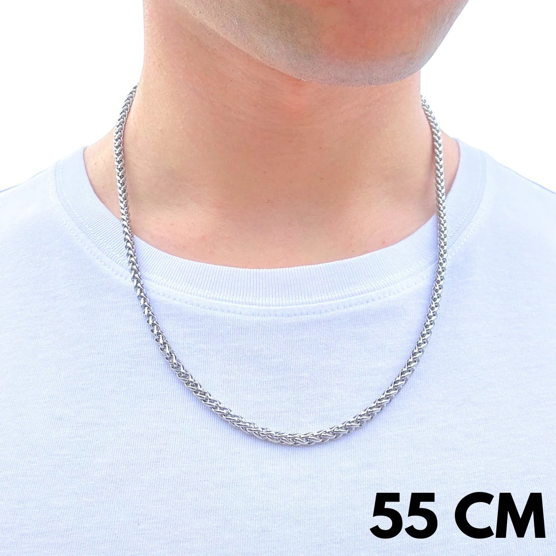 White Gold Wheat Chain - 4mm