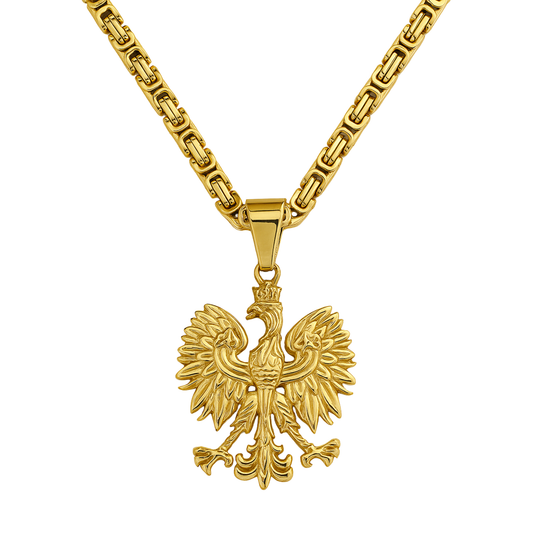 SET - Gold Royal Chain 4mm + Eagle Pendant Gold