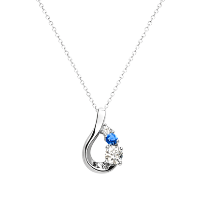 Women's White Gold S925 Moissanite Blue Drop Necklace