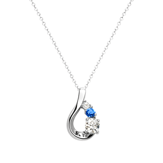 Women's White Gold S925 Moissanite Blue Drop Necklace
